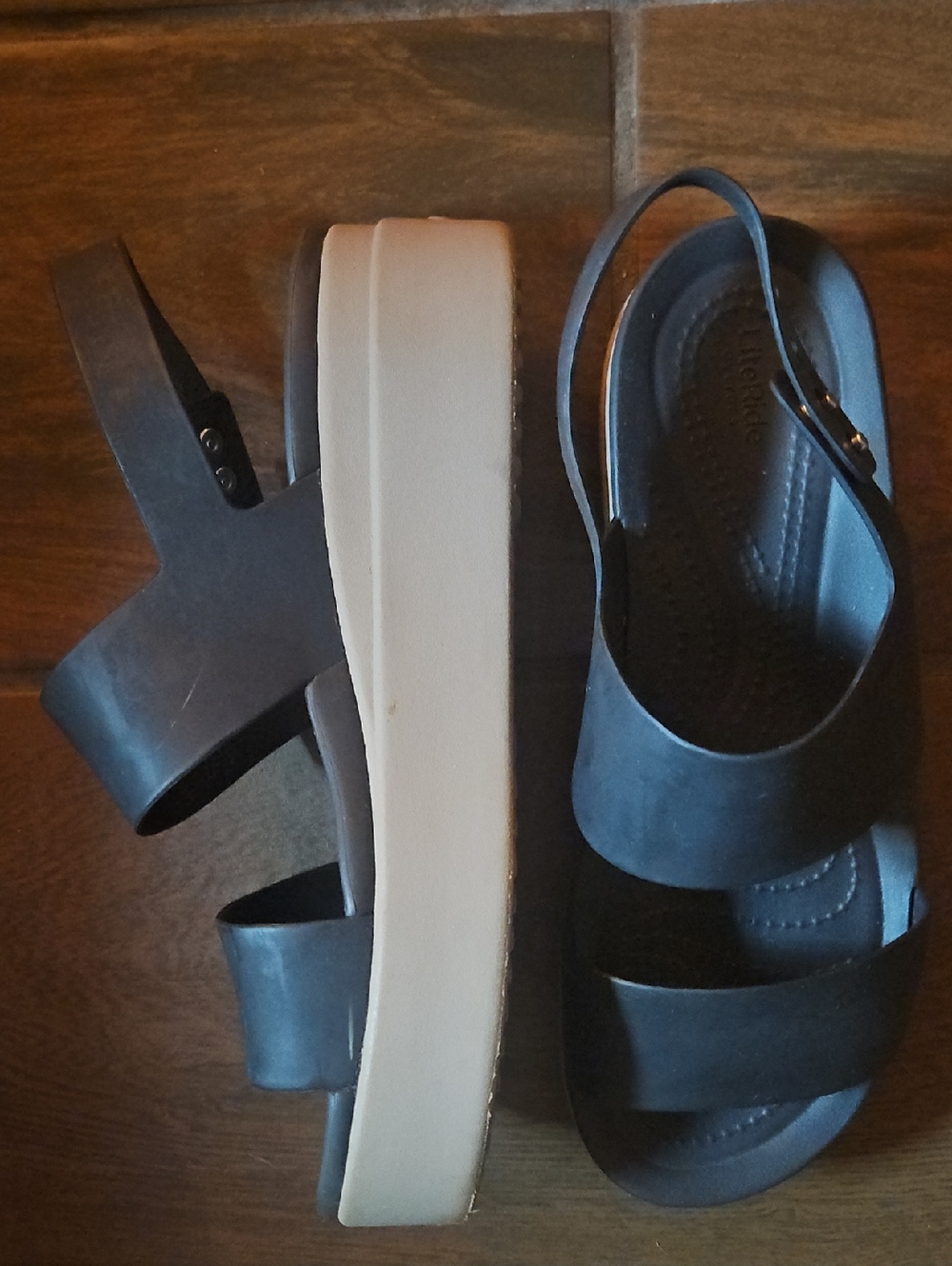 CROCS Black Platform Slingback Sandals